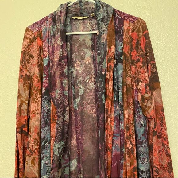 Soft Surroundings Ballia Topper Cardigan Boho Paisley Floral colorful printart M - Picture 4 of 11